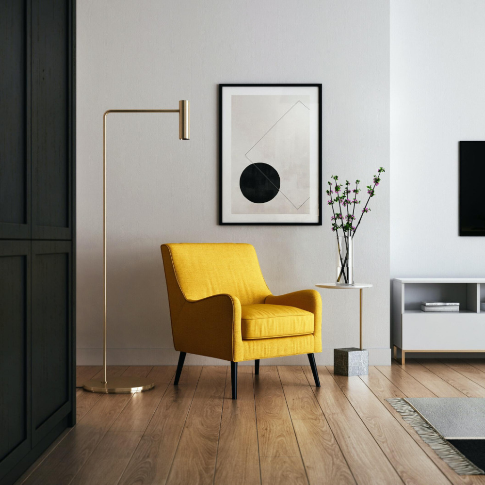 Yellow armchair in a living room 