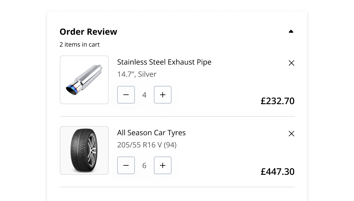 B2B e-commerce checkout page showing basket with items ready for checkout.