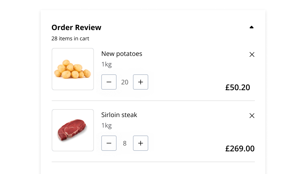 B2B e-commerce checkout page showing basket with items ready for checkout.