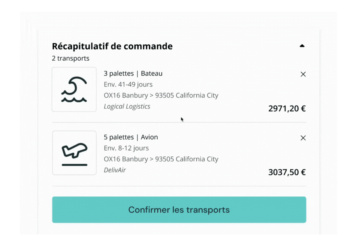 GIF animé montrant le processus de paiement avec des délais de paiement. Montre le récapitulatif de la commande, la sélection des options de paiement, la confirmation de la commande, le traitement du paiement et le message de remerciement.
