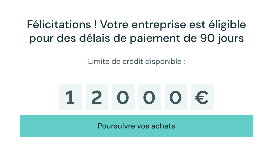 Notification shown to B2B buyers displaying their credit limit