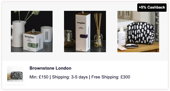 Screenshot from Tredo displaying the minimim spend, shipping time and shipping costs of a particular seller.
