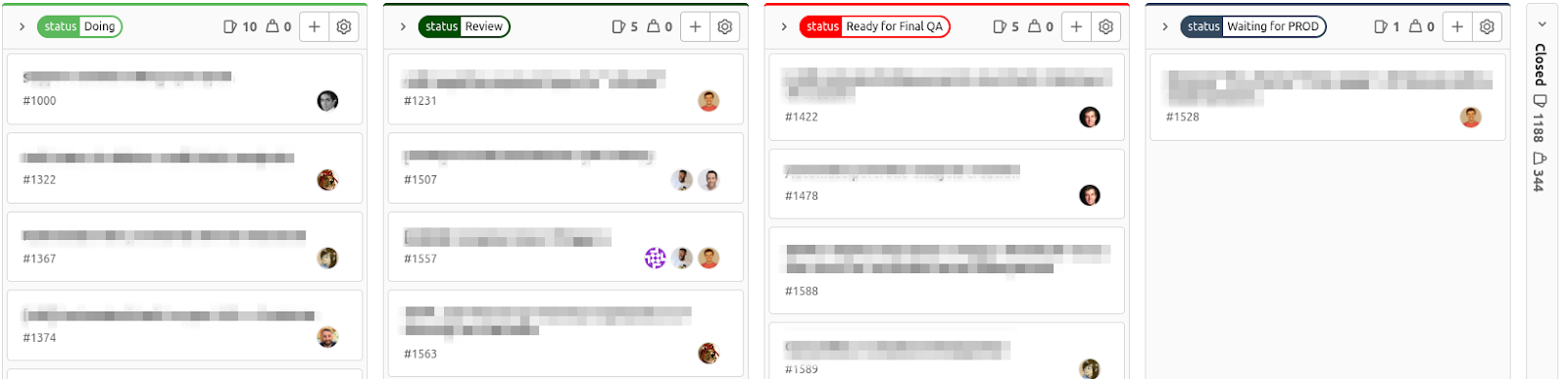 Screenshot example of a Kanban-like workflow.